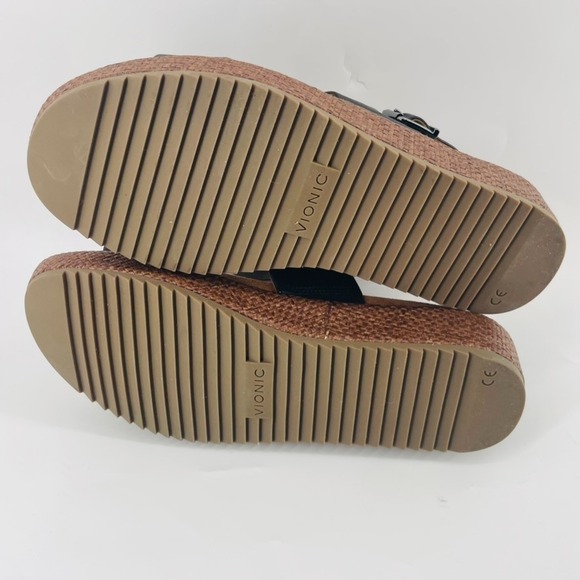 Vionic Sandals – Size 8.5 WIDE Women's Louise Raffia Black Leather Platform NEW - Picture 12 of 12